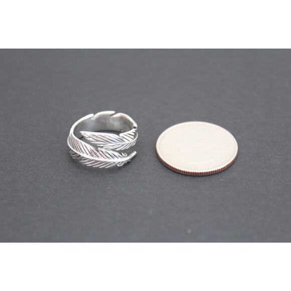 Sterling Silver Adjustable Feather Ring, Sterling Silver Feather Ring - Picture 5 of 6